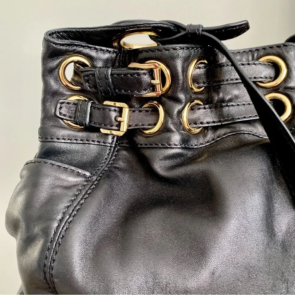 Michael Kors Black Soft Leather, Gold Hardware Shoulder Bag